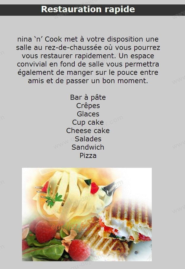 Nina 'n Cook — carte page 1