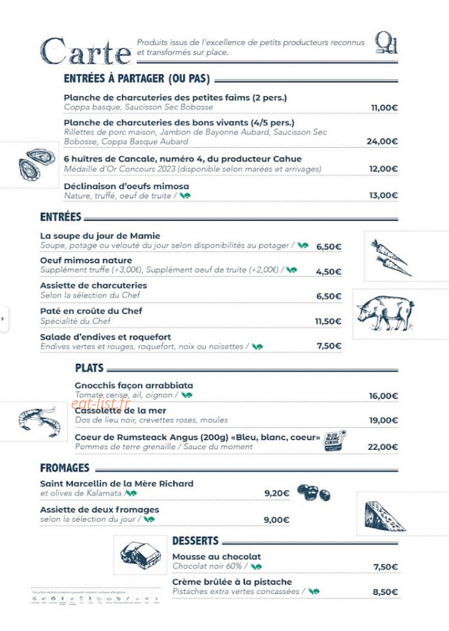 On Déguste — carte page 1