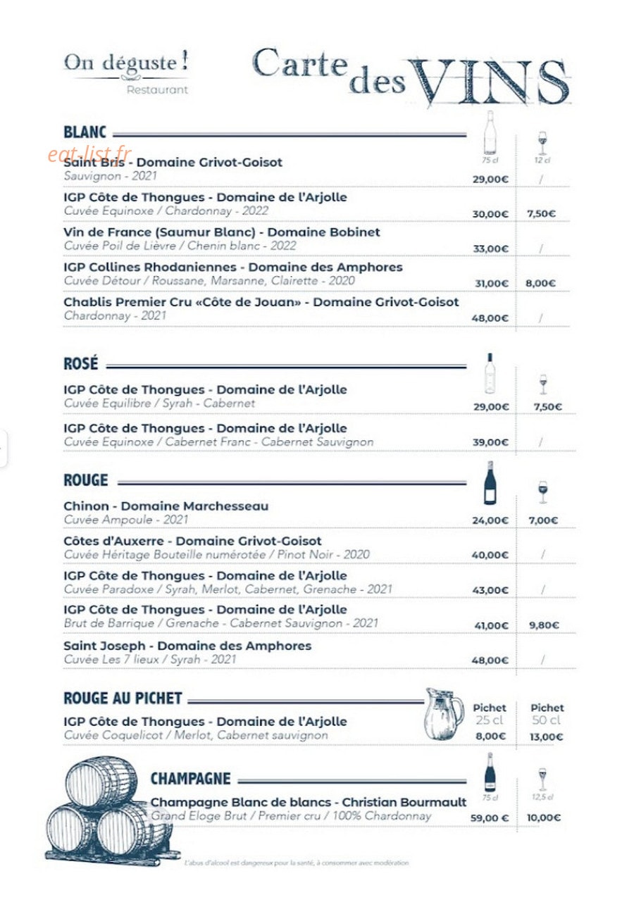On Déguste — carte page 4