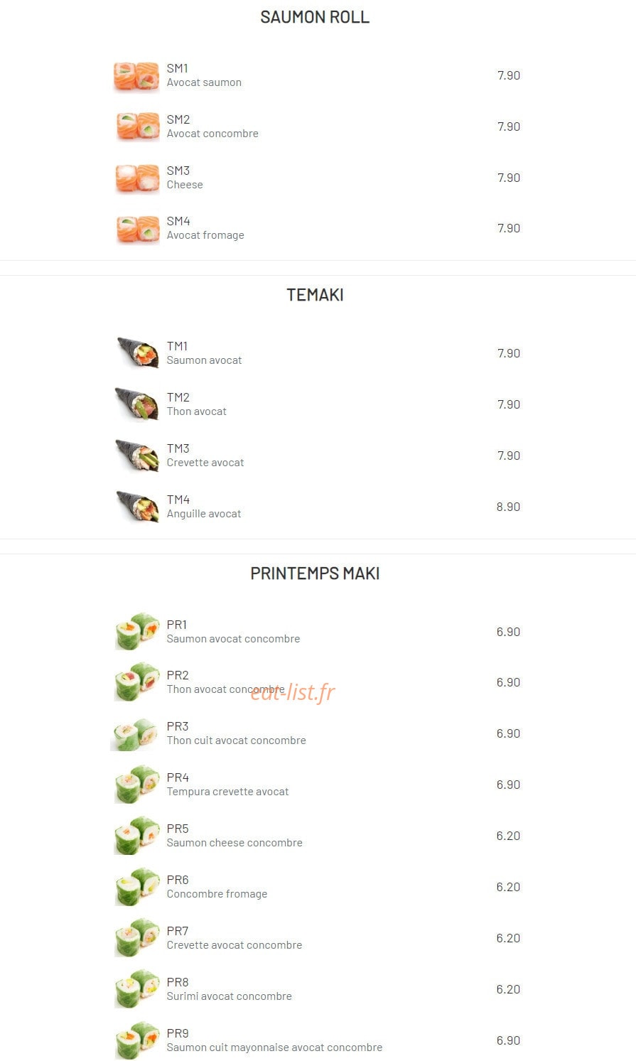 Shiso Sushi — carte page 4