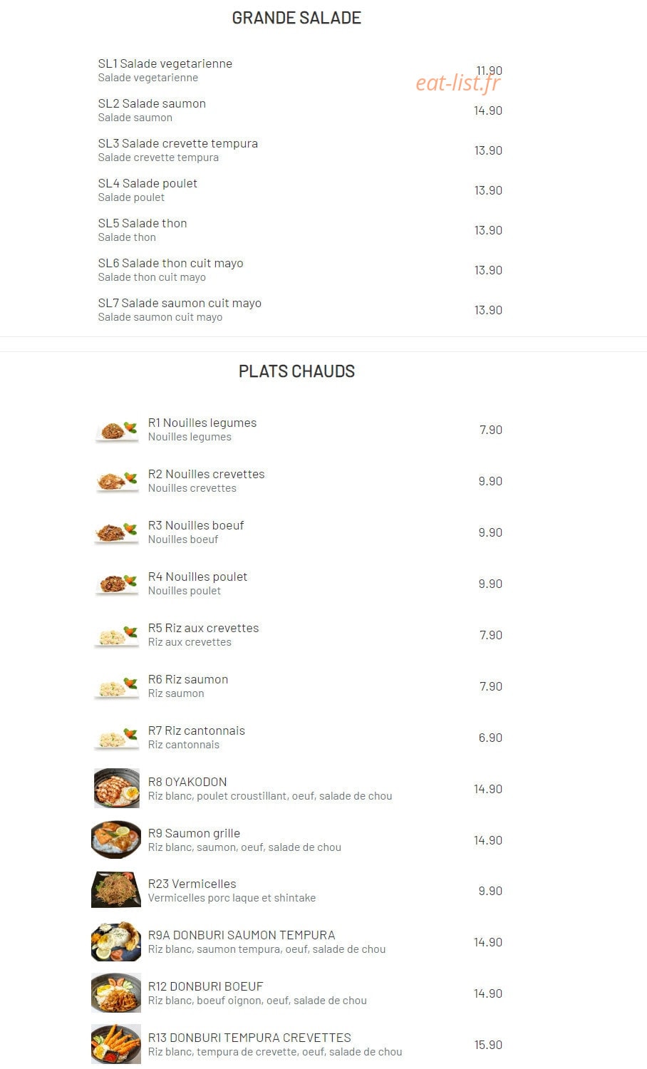 Shiso Sushi — carte page 11