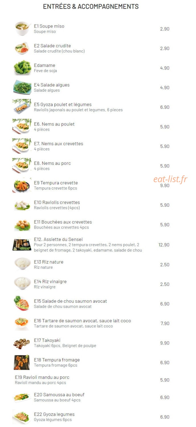 Shiso Sushi — carte page 1