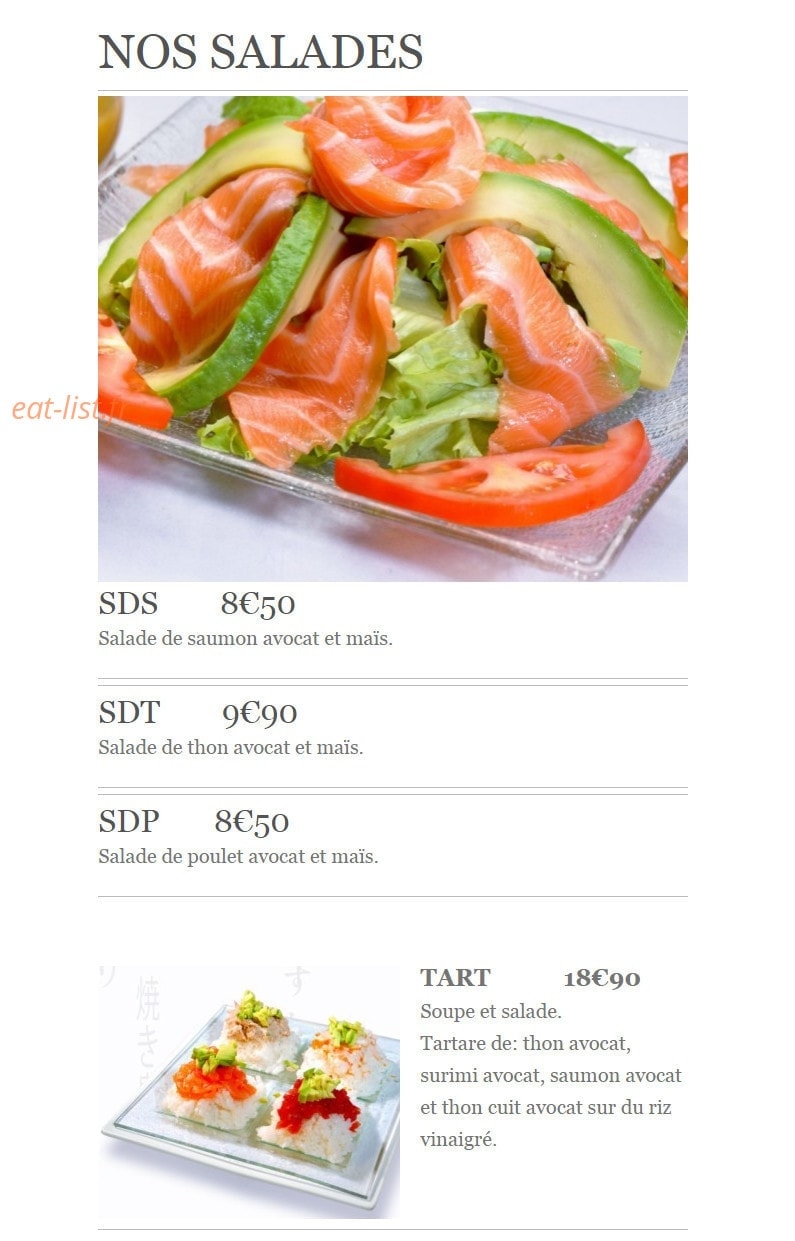 Sushiki — carte page 28
