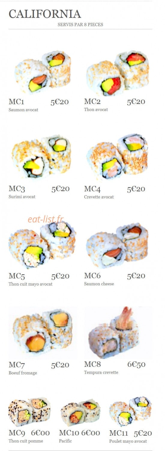 Sushiki — carte page 20