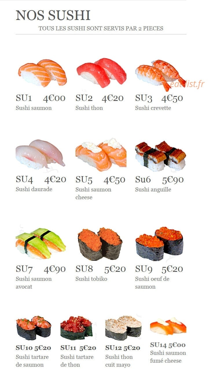 Sushiki — carte page 27