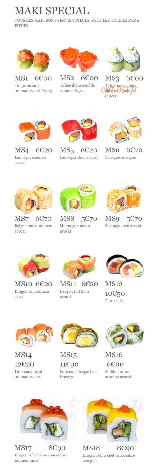 Sushiki — carte page 19