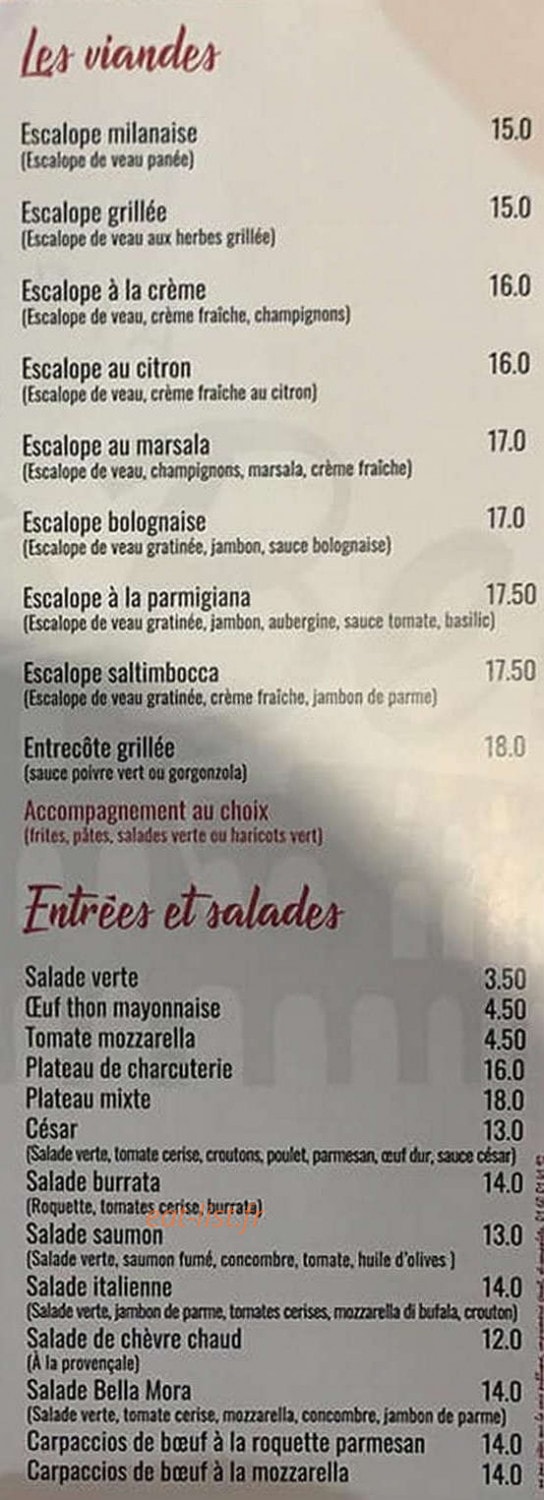 Bella Mora — carte page 1