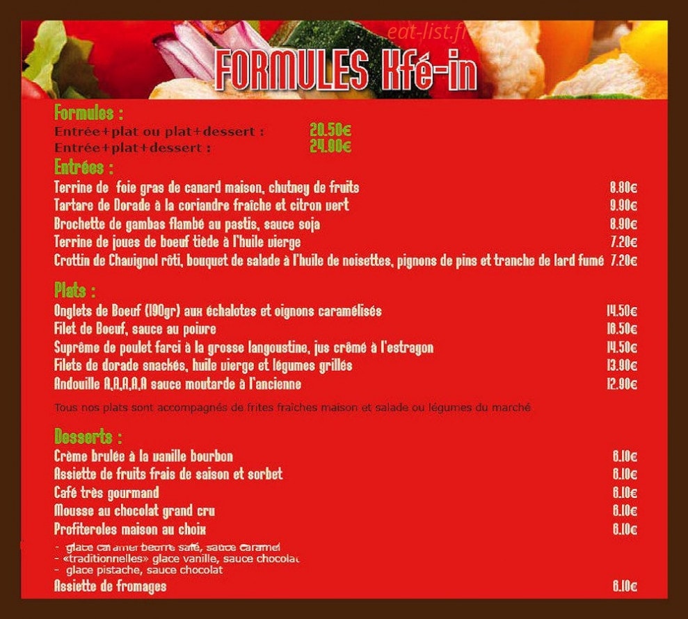 Kfé-in — carte page 1