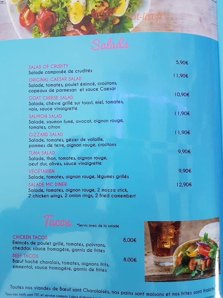 MC Diner — carte page 3