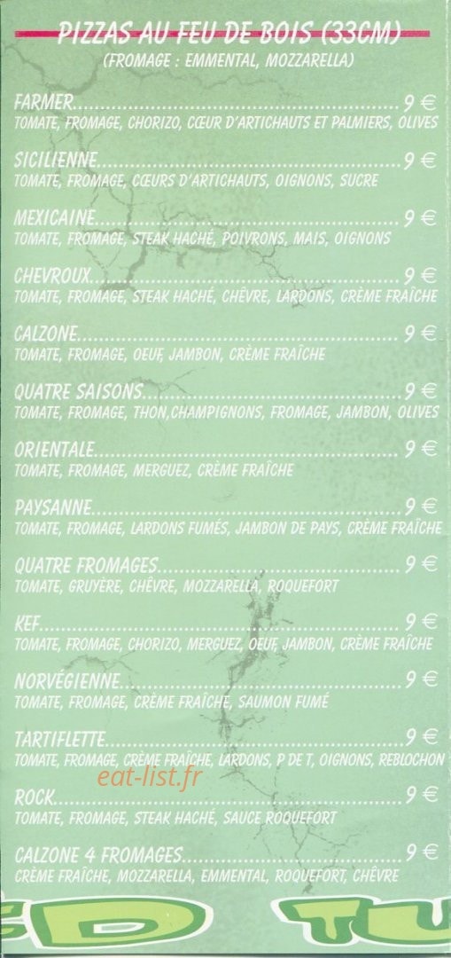 Turtle Pizza — carte page 1