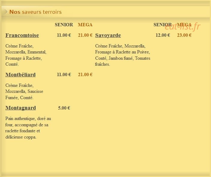 Pizza Lusitalia — carte page 1