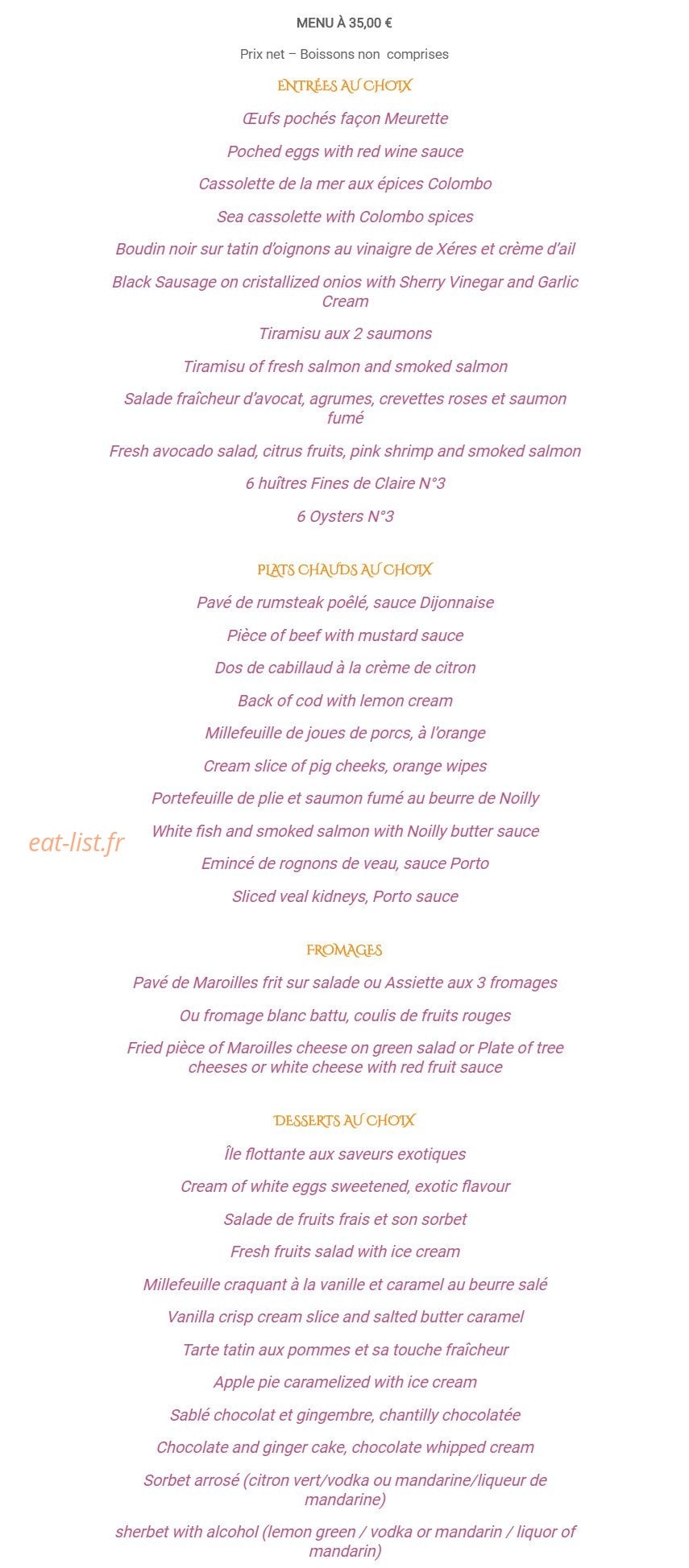Restaurant de l'Oise — carte page 8