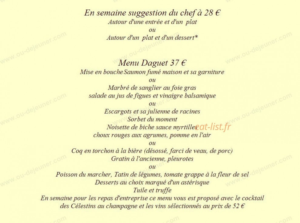 Auberge du Daguet — carte page 1