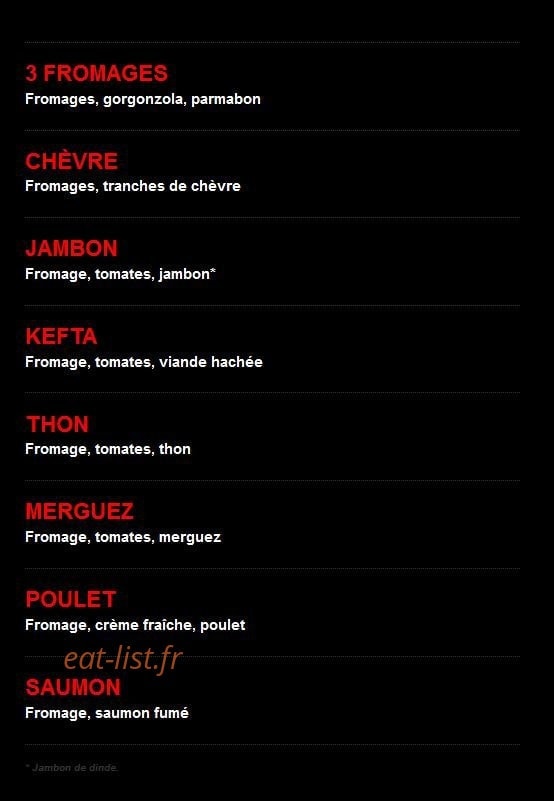 Carte et menu de Pizza roma à Crevecoeur le Grand — Les paninis
