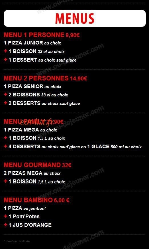Carte et menu de Pizza roma à Crevecoeur le Grand — Les menus