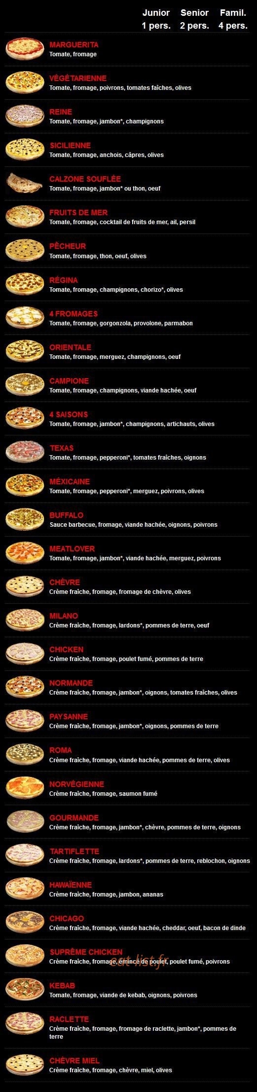 Carte et menu de Pizza roma à Crevecoeur le Grand — Les pizzas