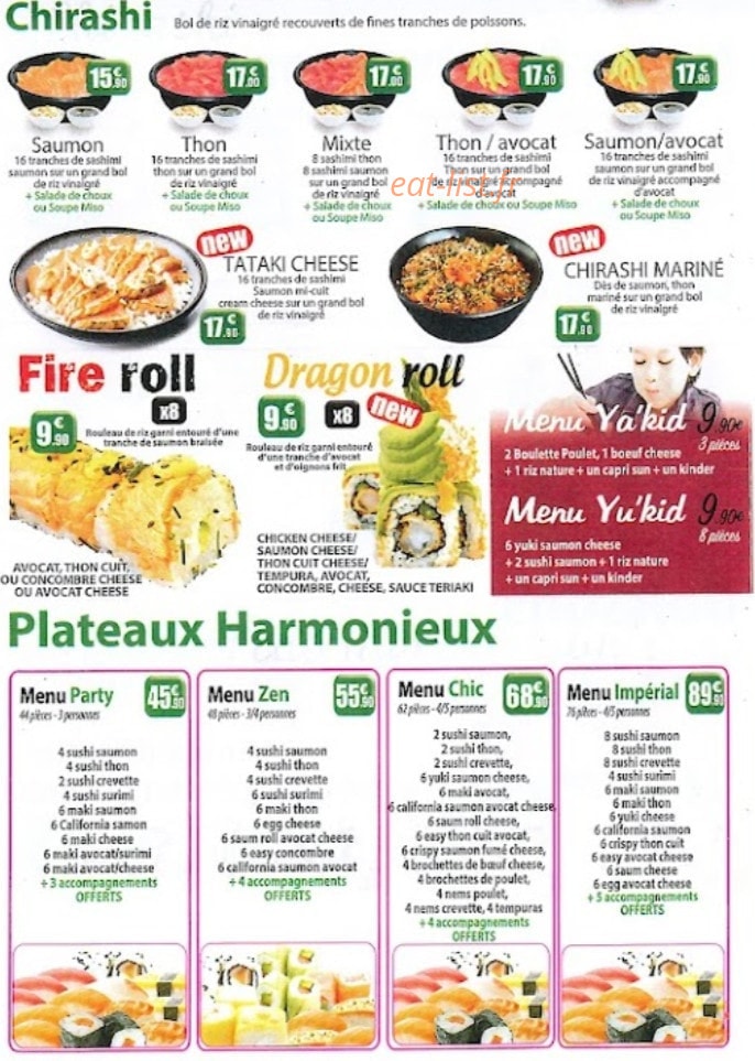 Carte et menu de Sushi Tori à Crevecoeur le Grand — Chirashi et plats harmonieux