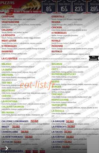 American Pizza — carte page 2