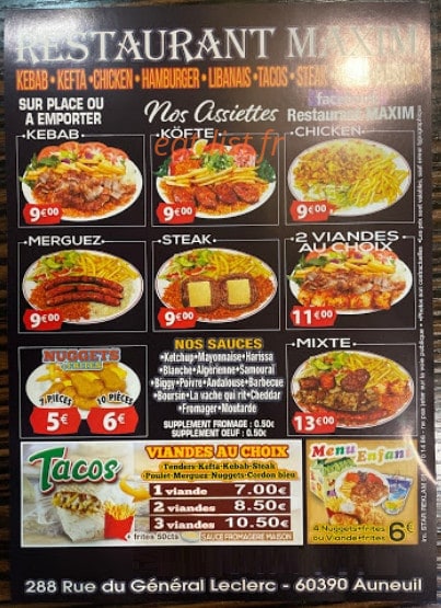 Restaurant Maxim Adem — carte page 2