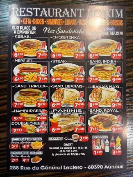 Restaurant Maxim Adem — carte page 1