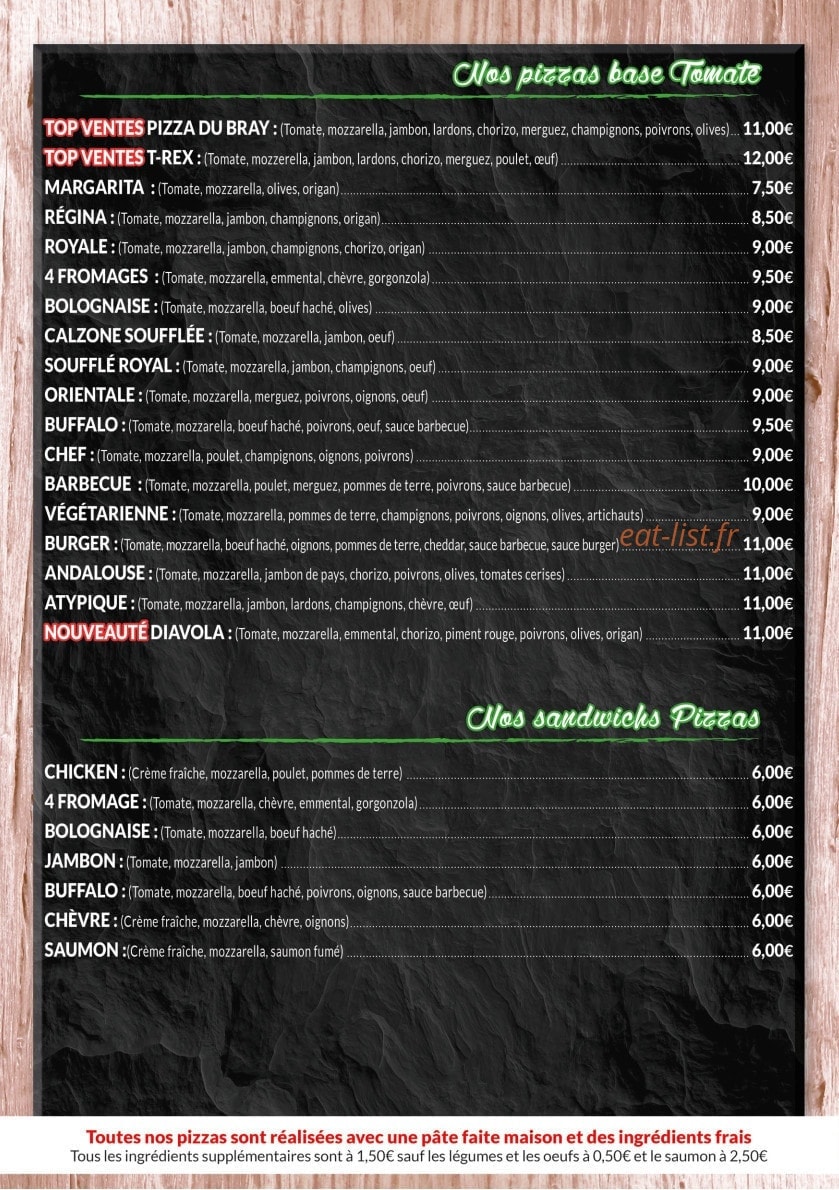 Pizzeria du Bray — carte page 2