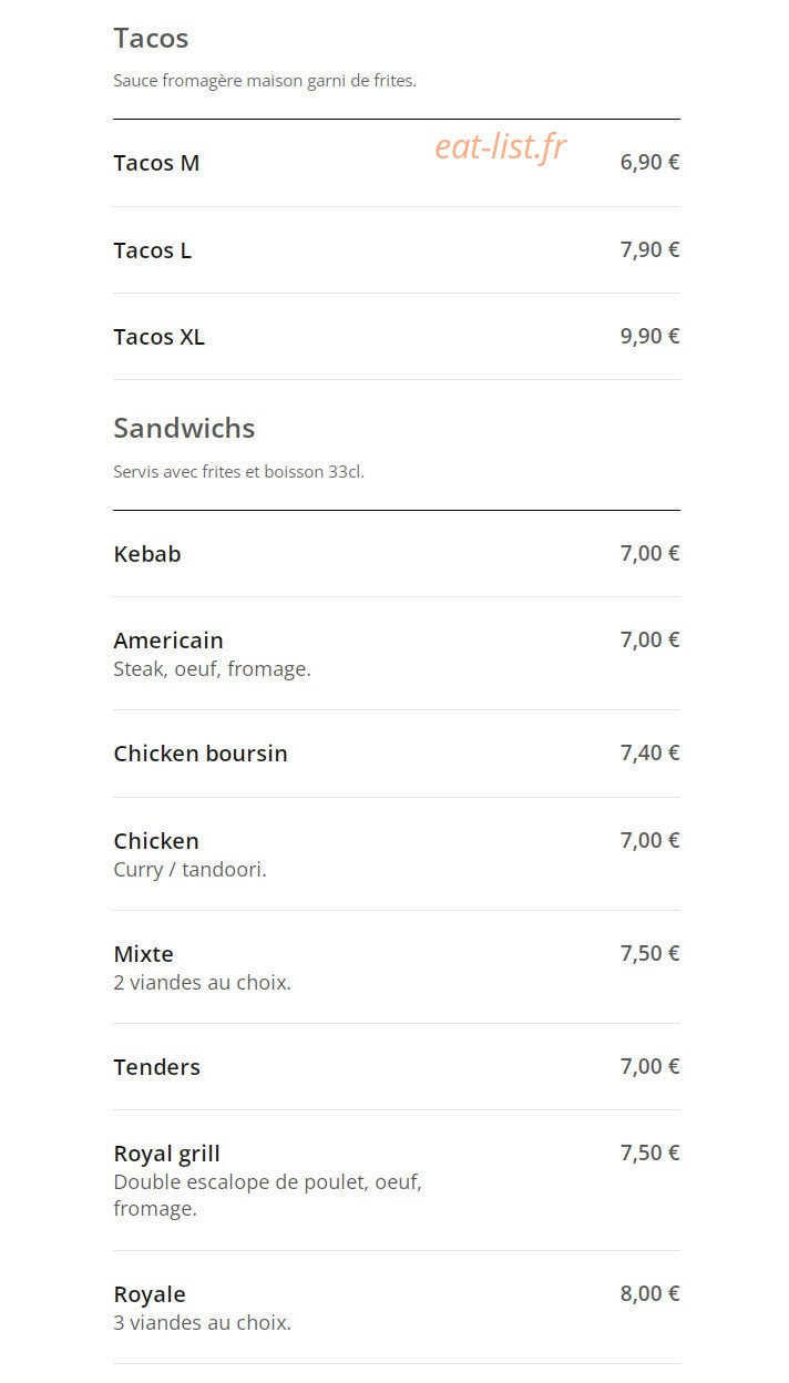 Chicken Food — carte page 3