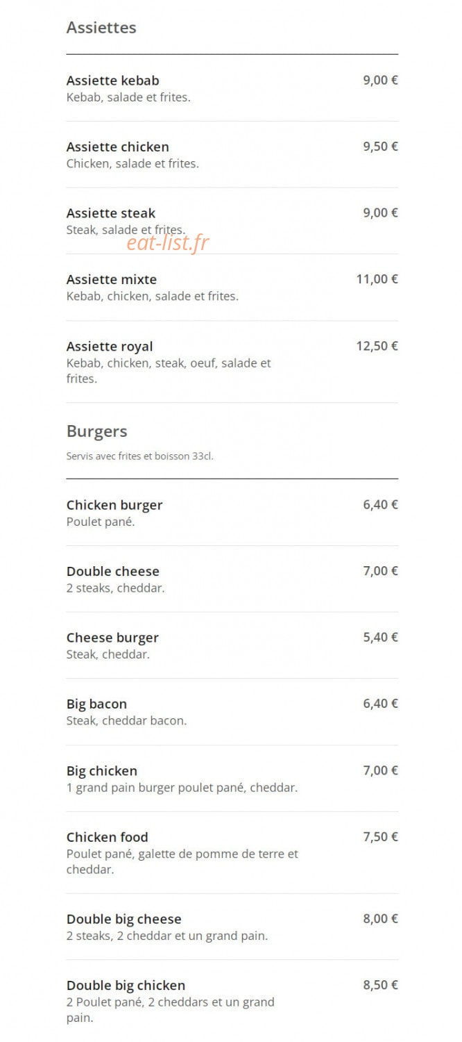 Chicken Food — carte page 2