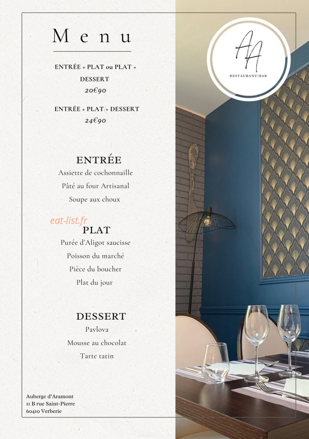 Auberge d'Aramont — carte page 2