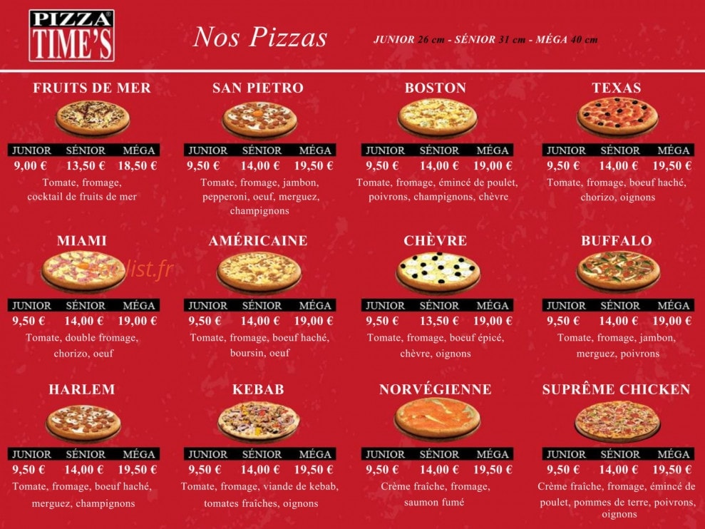 Pizza Time's — carte page 3