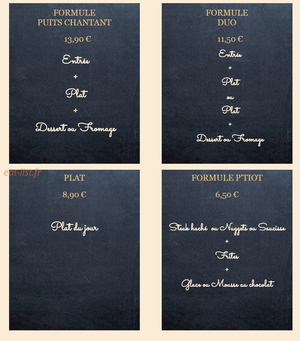 Au Puits Chantant — carte page 1