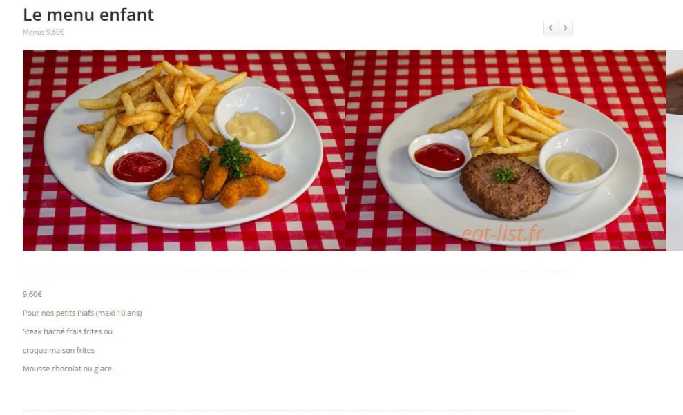 Carte et menu de Chez Jako à Villeneuve sur Verberie — Le menu enfant