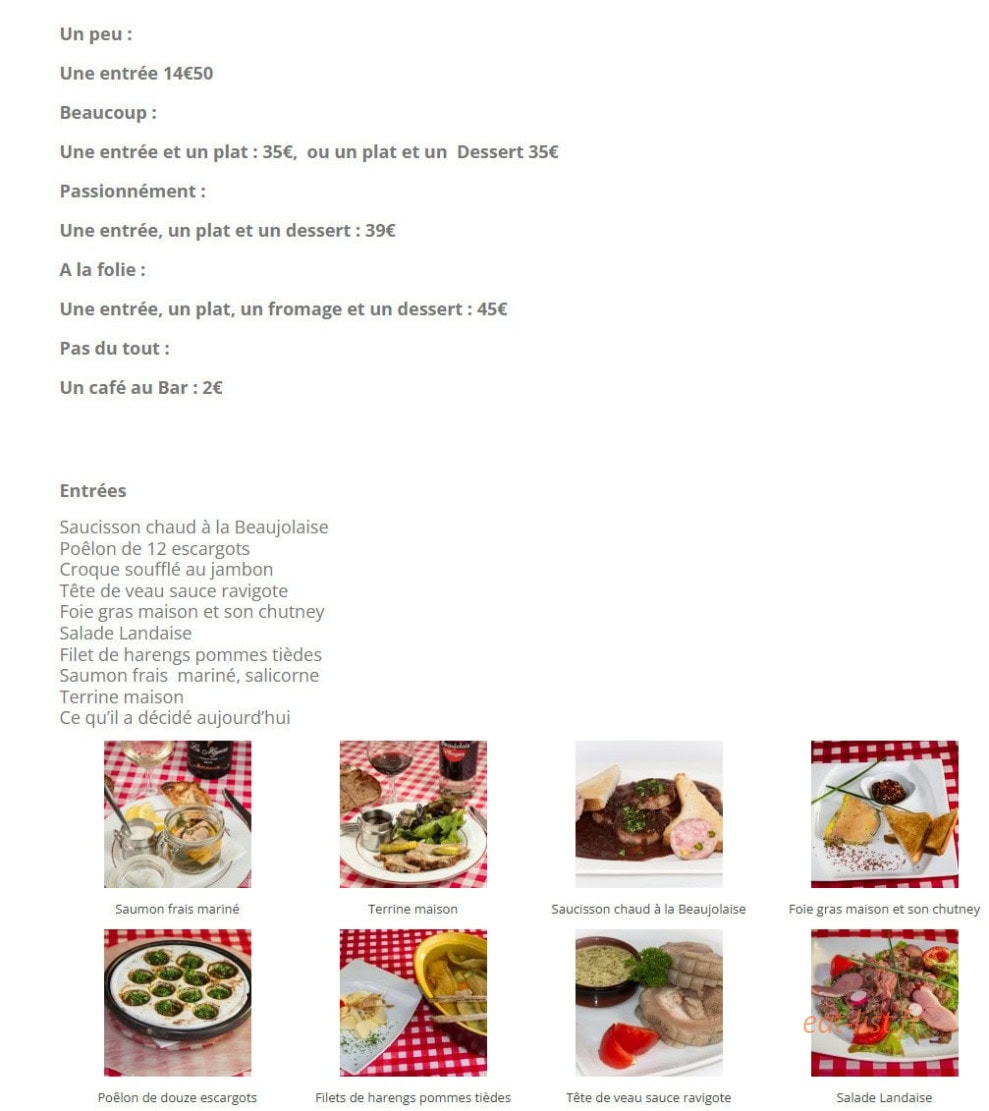Carte et menu de Chez Jako à Villeneuve sur Verberie — Les entrées