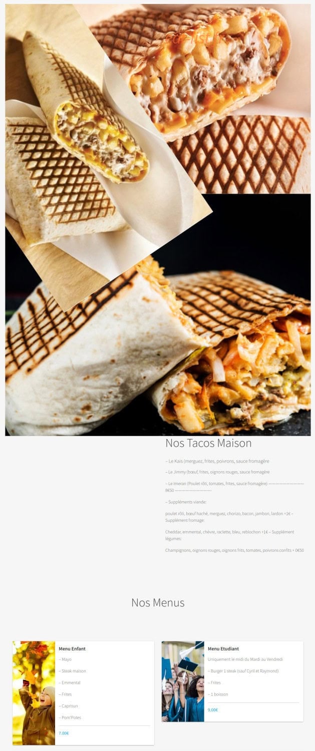 Les Burgers de Mathis — carte page 3