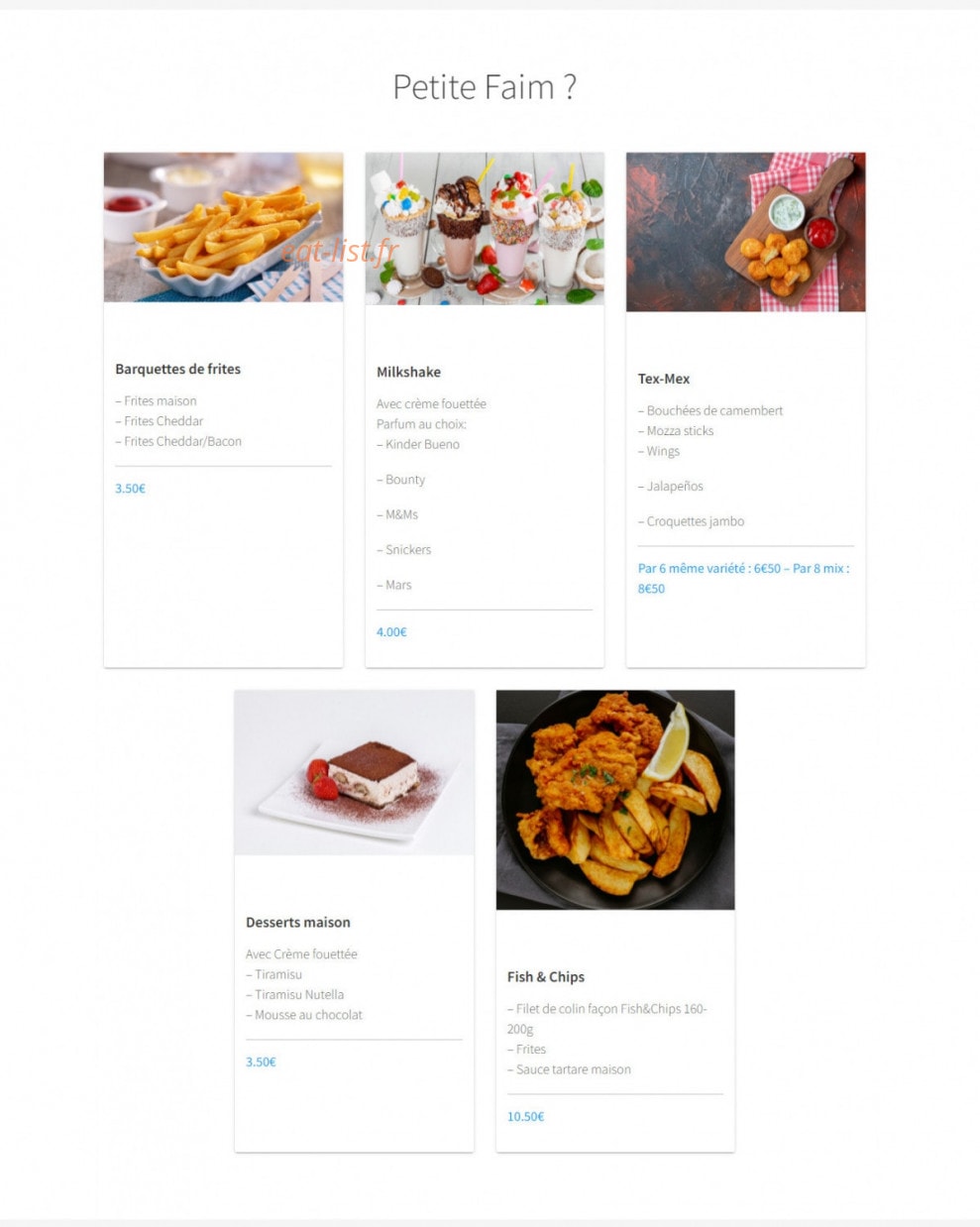 Les Burgers de Mathis — carte page 2