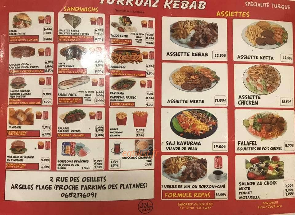 Turkuaz Kebab — carte page 1