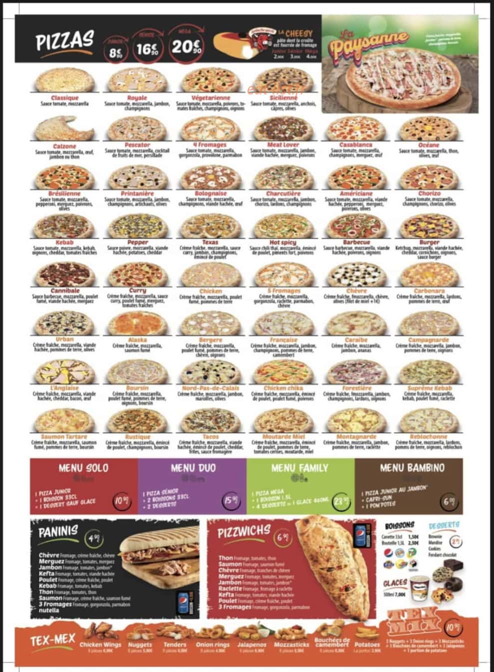Urban pizza — carte page 1