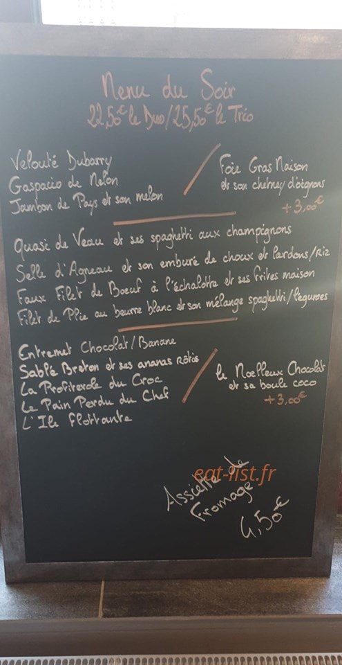 Carte et menu de Le Croc du Lion à Nanteuil le Haudouin — Exemple de menu