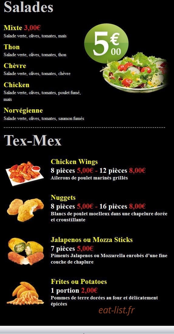 Carte et menu de Pizza Delice à Nanteuil le Haudouin — Nos Entrées