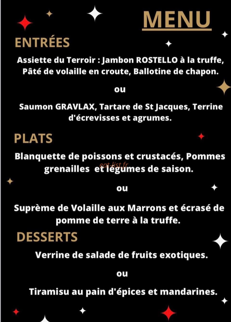 Carte et menu de Trattoria 60 à Nanteuil le Haudouin — Le menu