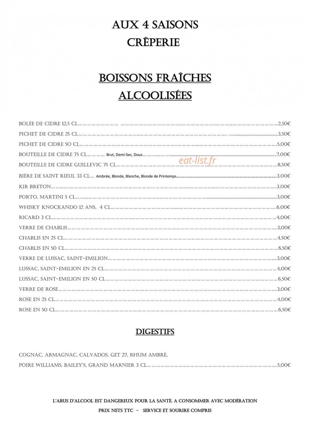 Aux 4 Saisons — carte page 3