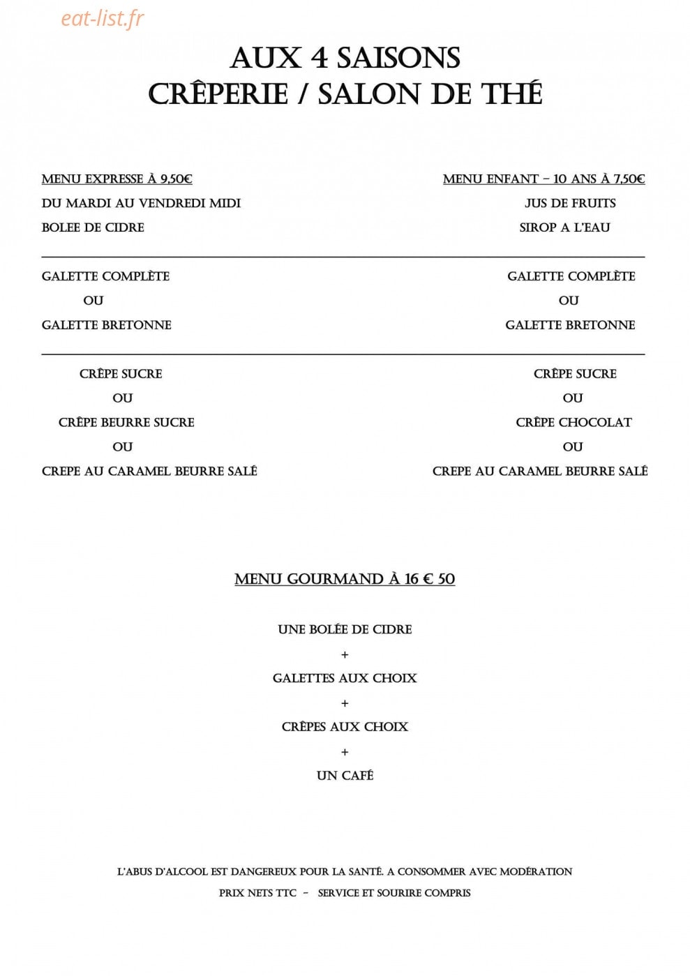 Aux 4 Saisons — carte page 6