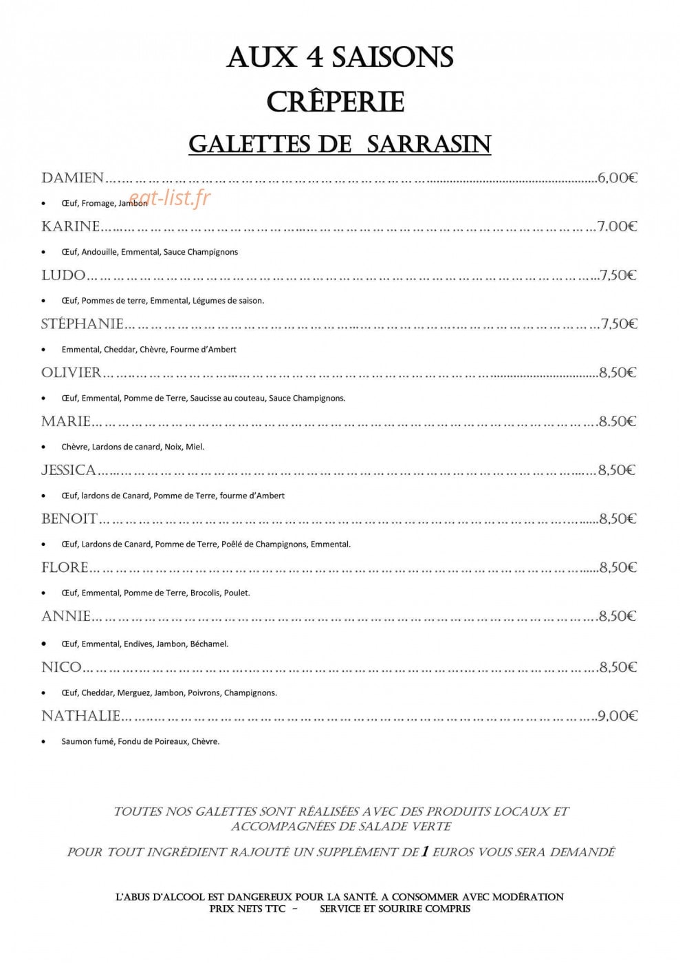 Aux 4 Saisons — carte page 4