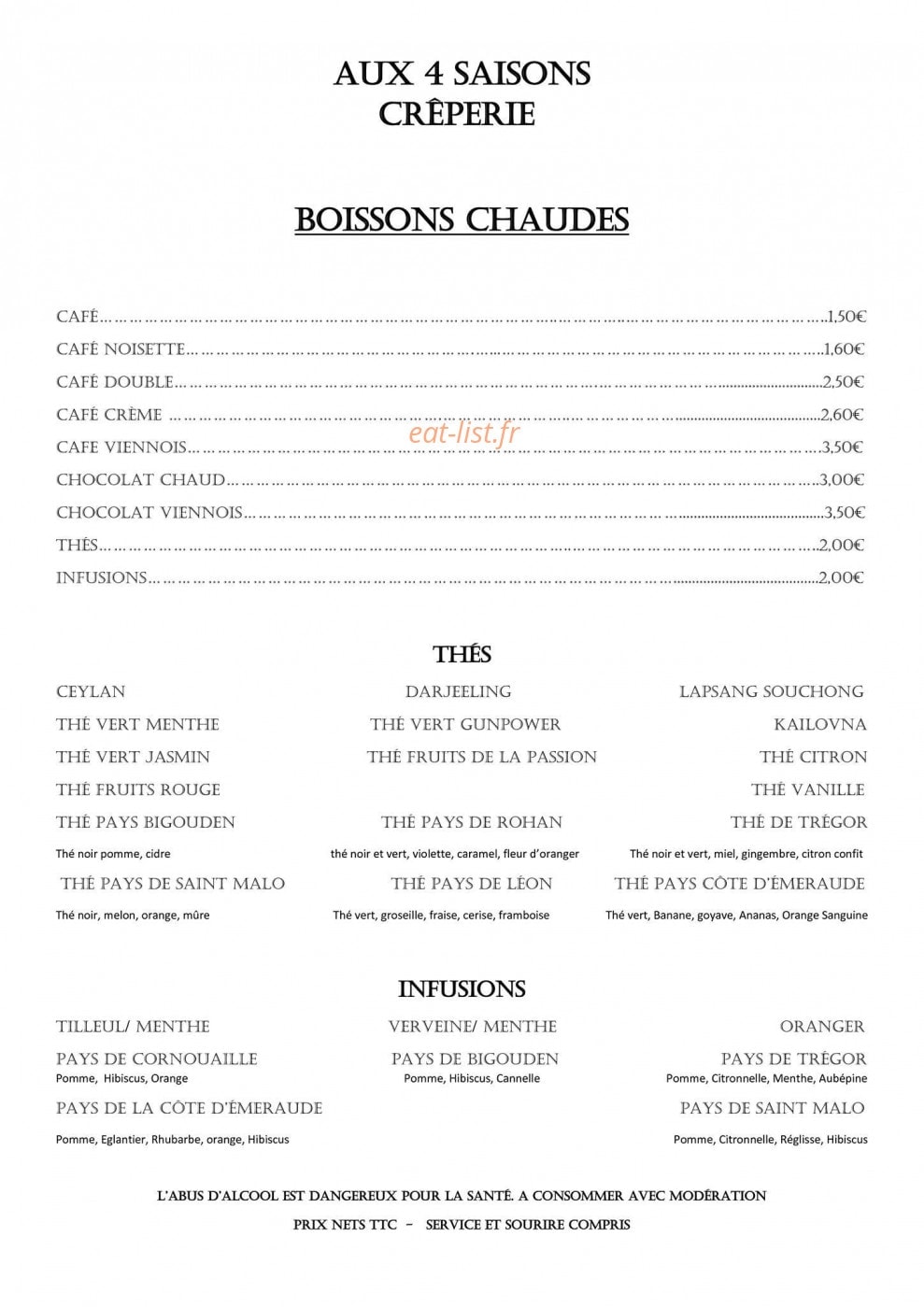 Aux 4 Saisons — carte page 8