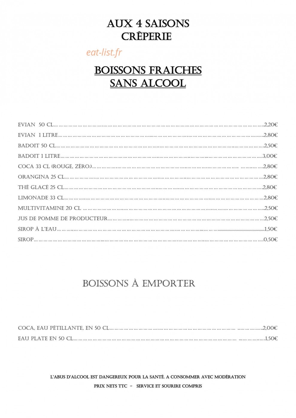 Aux 4 Saisons — carte page 2