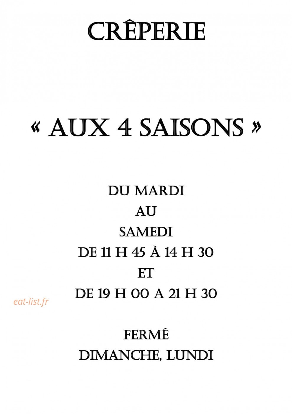 Aux 4 Saisons — carte page 1