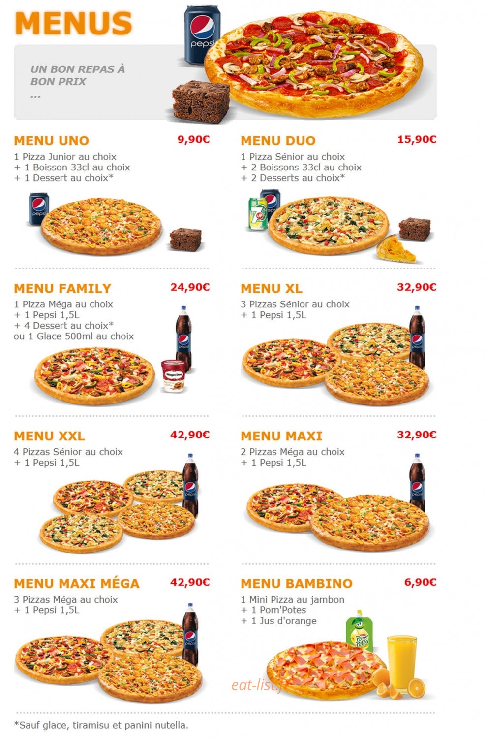 Family pizza — carte page 8