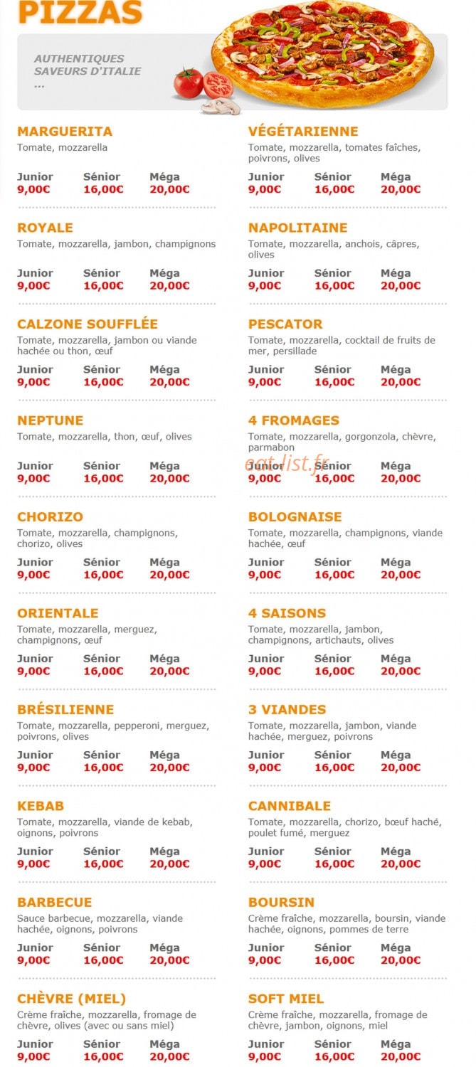 Family pizza — carte page 1