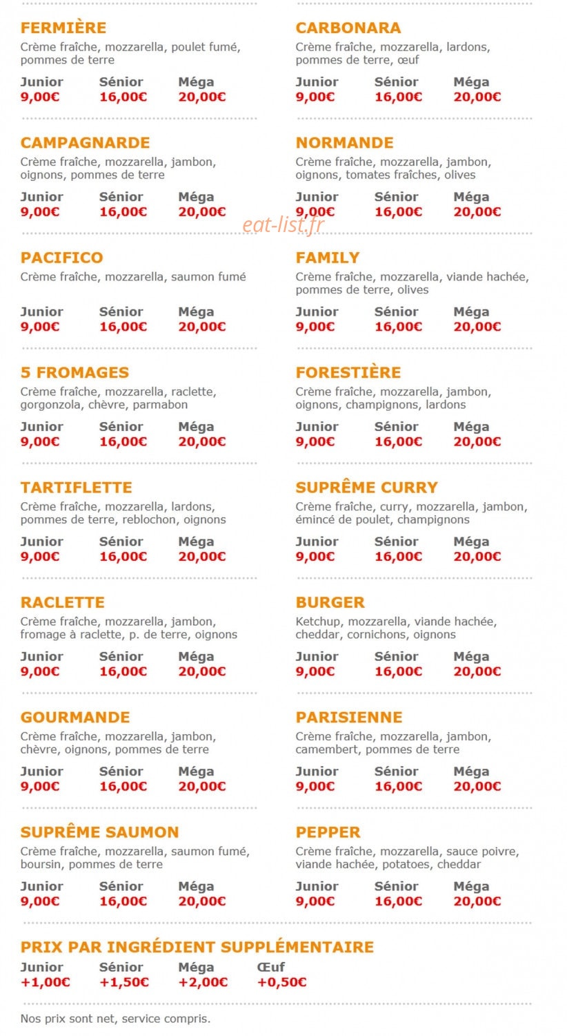 Family pizza — carte page 2