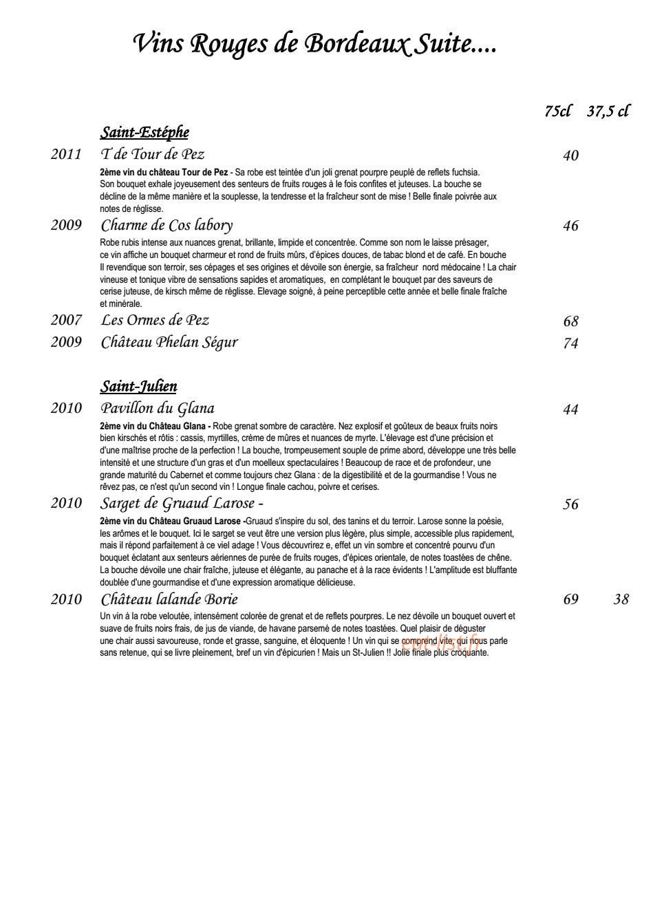 Le Relais — carte page 23