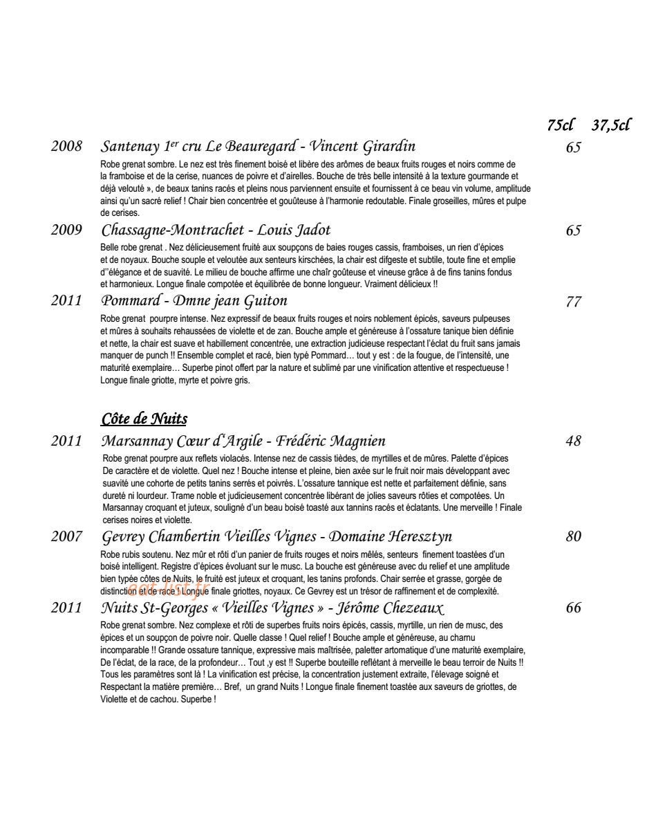 Le Relais — carte page 19